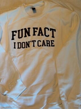 Gildan White Sweatshirt with Black Graphic Text